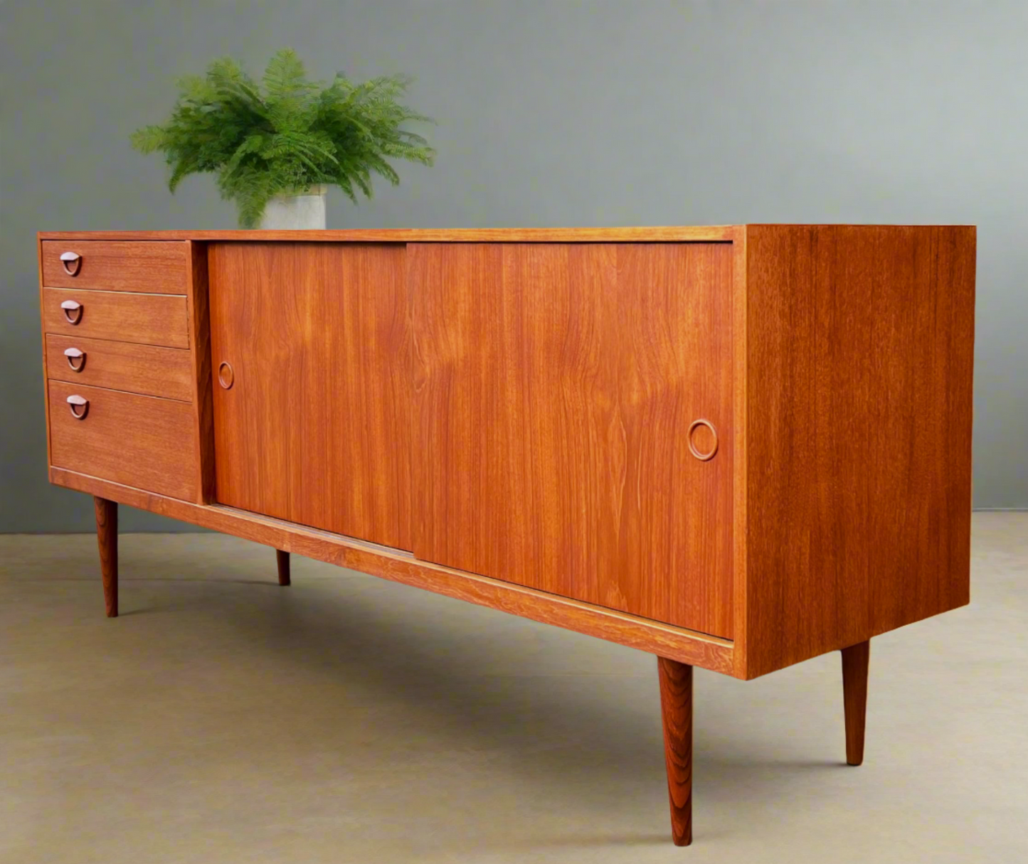 REFINISHED Danish Mid Century Teak Sideboard by Kai Kristiansen 71"