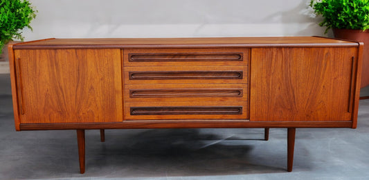 REFINISHED Danish Mid Century Modern Teak Sideboard by Johannes Andersen 79"