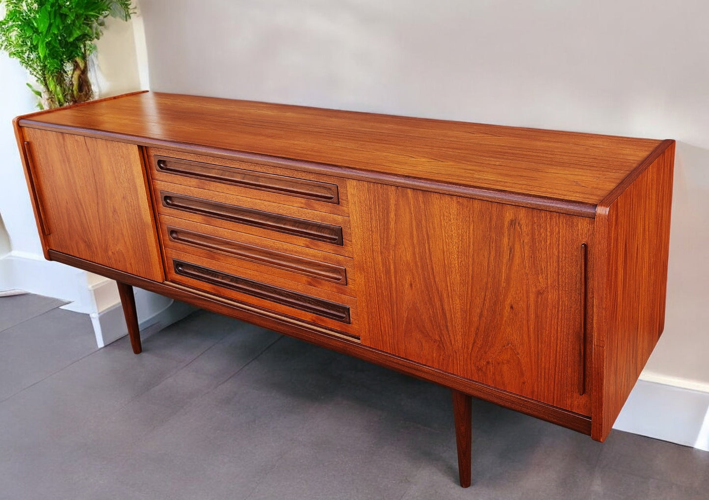 REFINISHED Danish Mid Century Modern Teak Sideboard by Johannes Andersen 79"