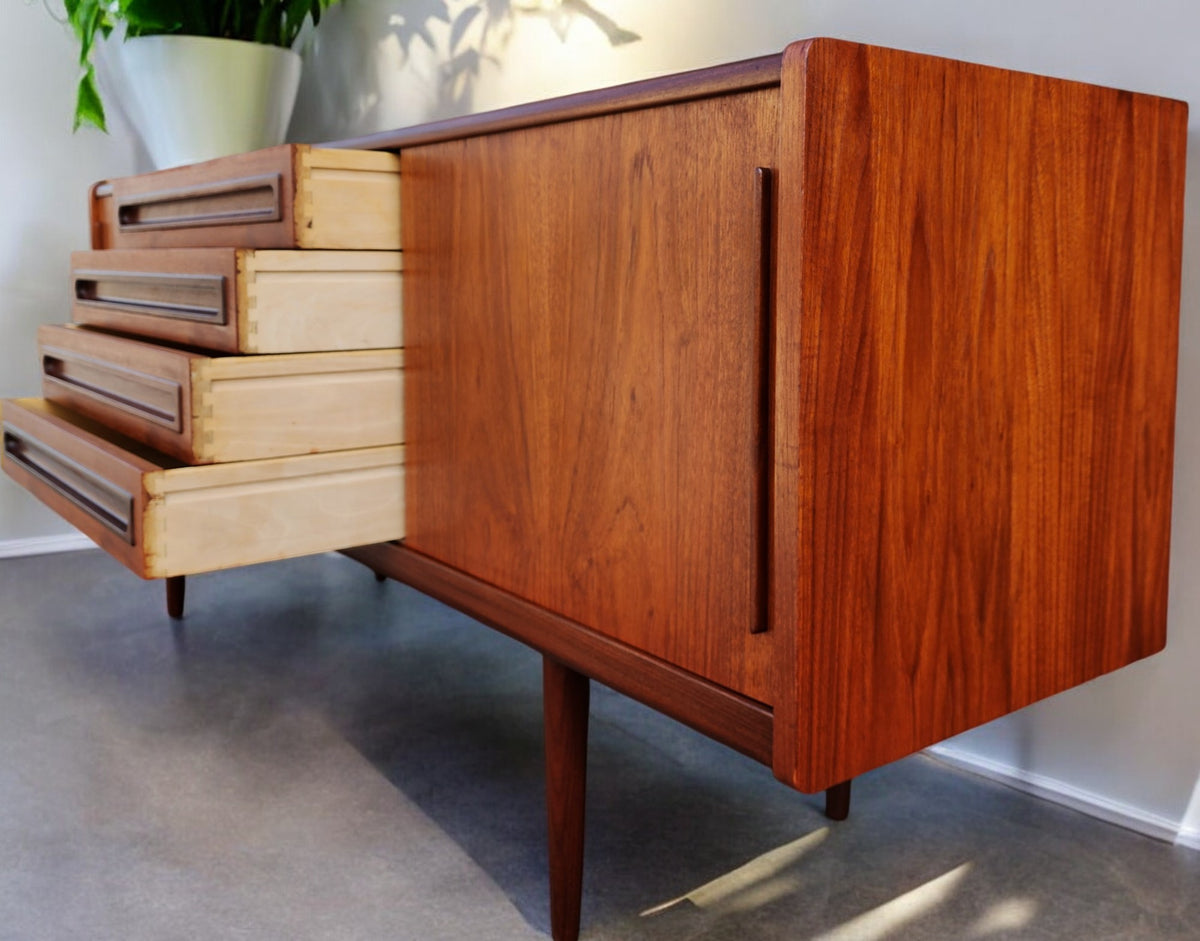 REFINISHED Danish Mid Century Modern Teak Sideboard by Johannes Andersen 79
