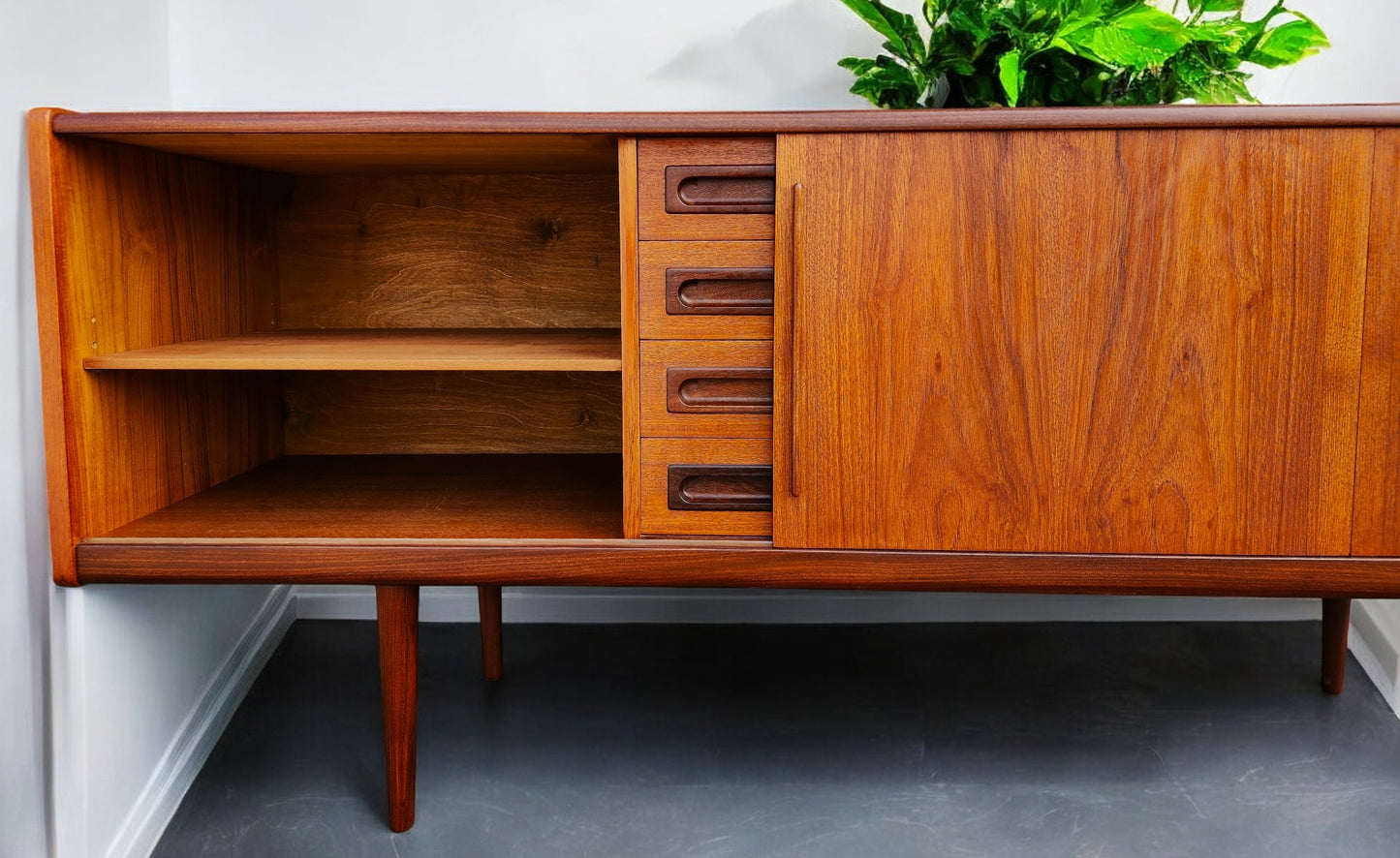 REFINISHED Danish Mid Century Modern Teak Sideboard by Johannes Andersen 79"