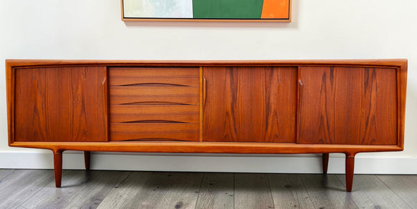 REFINISHED Danish Mid Century Modern Teak Sideboard by Gunni Omann 94.5"
