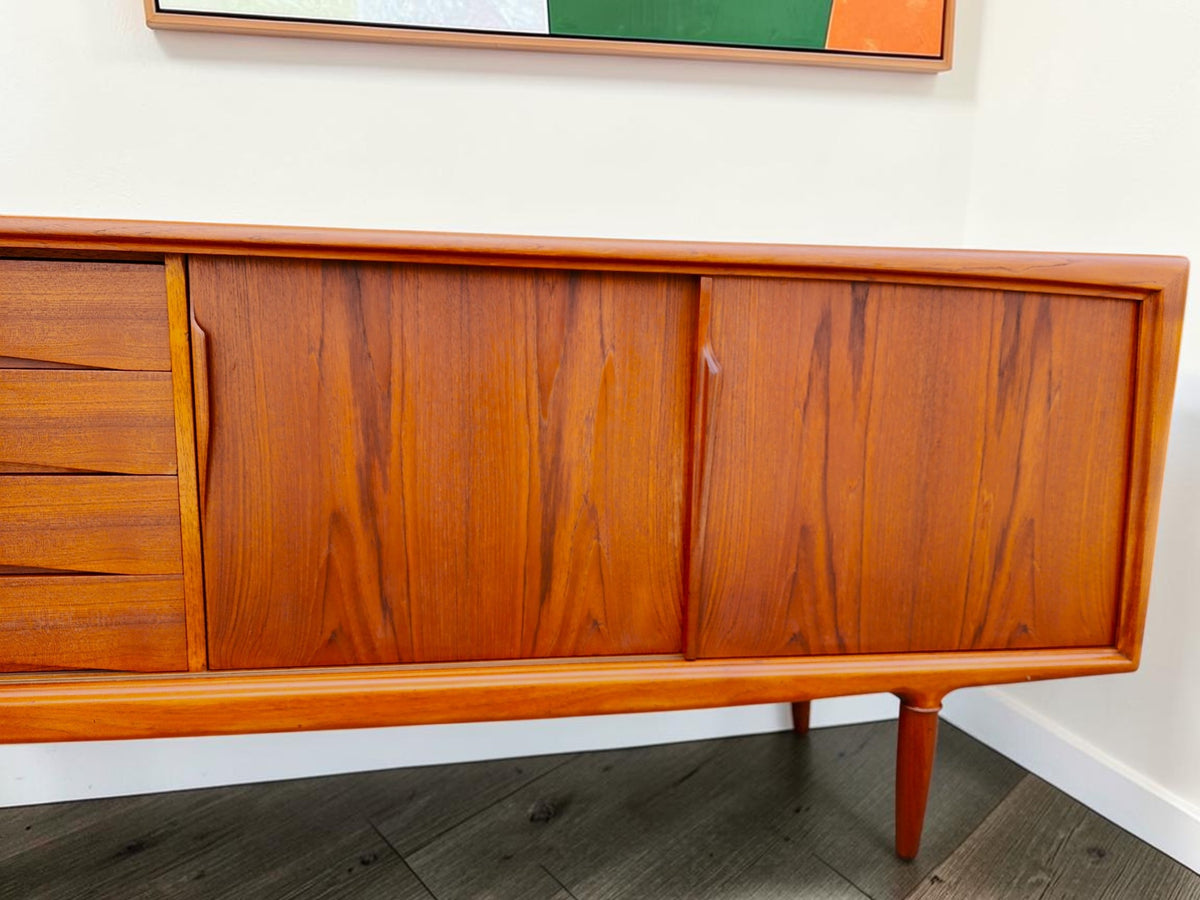 REFINISHED Danish Mid Century Modern Teak Sideboard by Gunni Omann 94.5