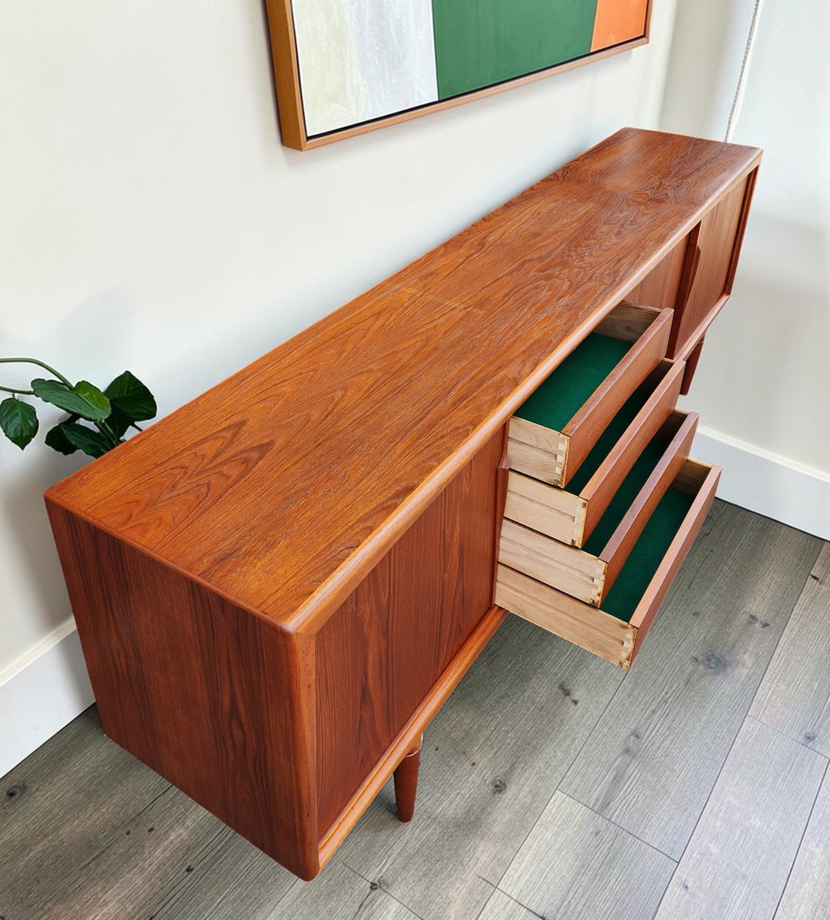 REFINISHED Danish Mid Century Modern Teak Sideboard by Gunni Omann 94.5
