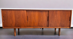 REFINISHED Danish Mid Century Modern Teak Sideboard w Quartz Top 6ft 9