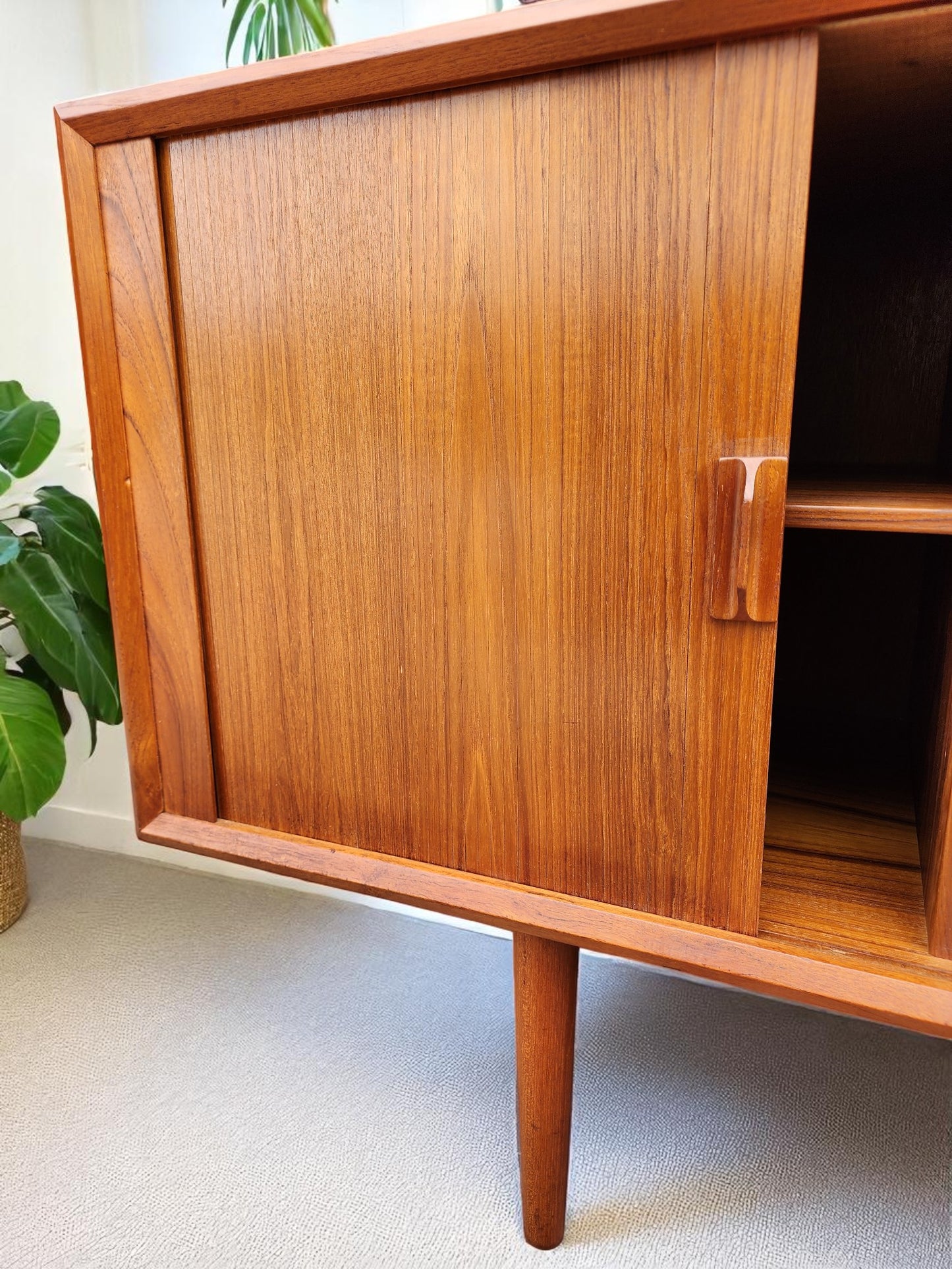 RESTORED Danish MCM Teak Tambour Credenza by Svend Aage Larsen for Faarup