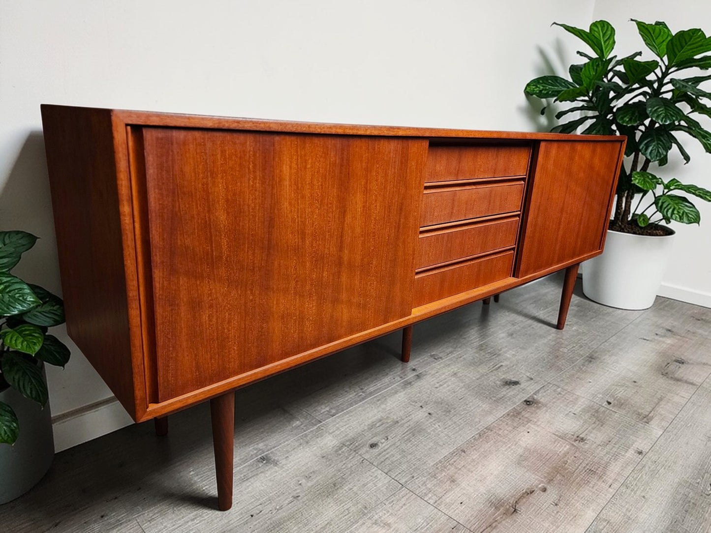 REFINISHED Danish Mid Century Teak Credenza Buffet by Steens 6 ft Narrow