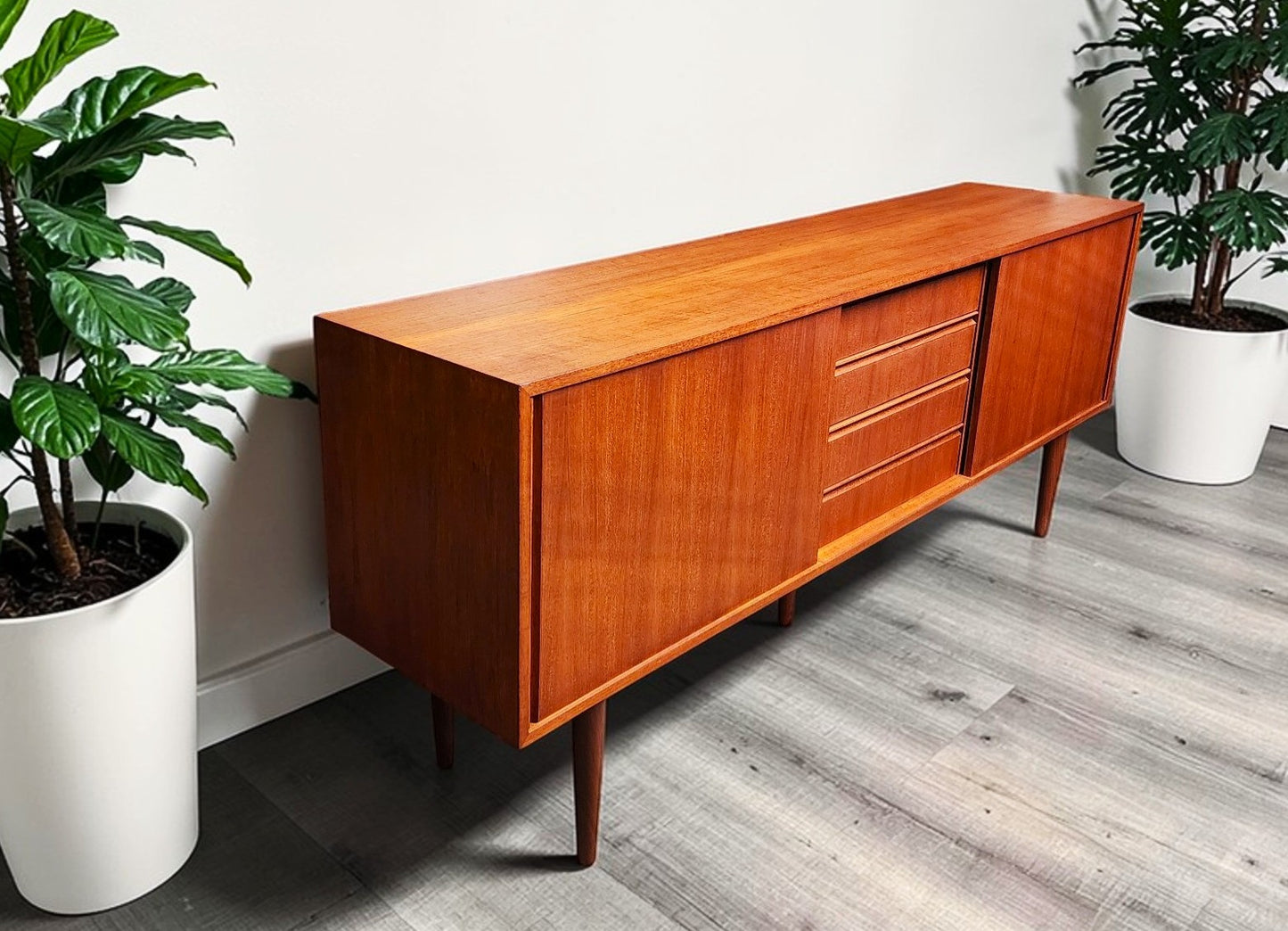 REFINISHED Danish Mid Century Teak Credenza Buffet by Steens 6 ft Narrow