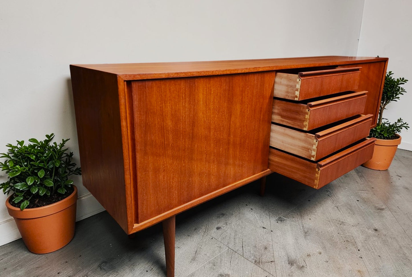 REFINISHED Danish Mid Century Teak Credenza Buffet by Steens 6 ft Narrow