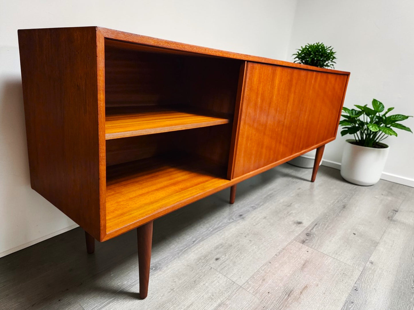 REFINISHED Danish Mid Century Teak Credenza Buffet by Steens 6 ft Narrow