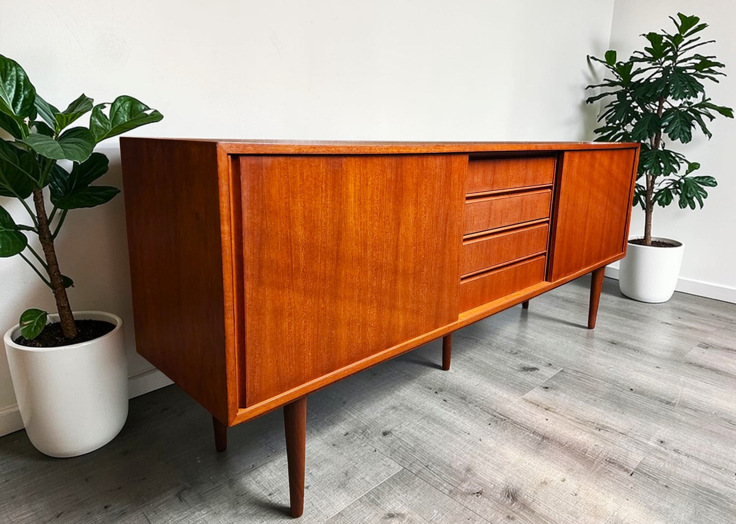 REFINISHED Danish Mid Century Teak Credenza Buffet by Steens 6 ft Narrow