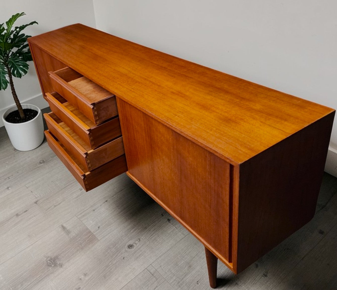 REFINISHED Danish Mid Century Teak Credenza Buffet by Steens 6 ft Narrow