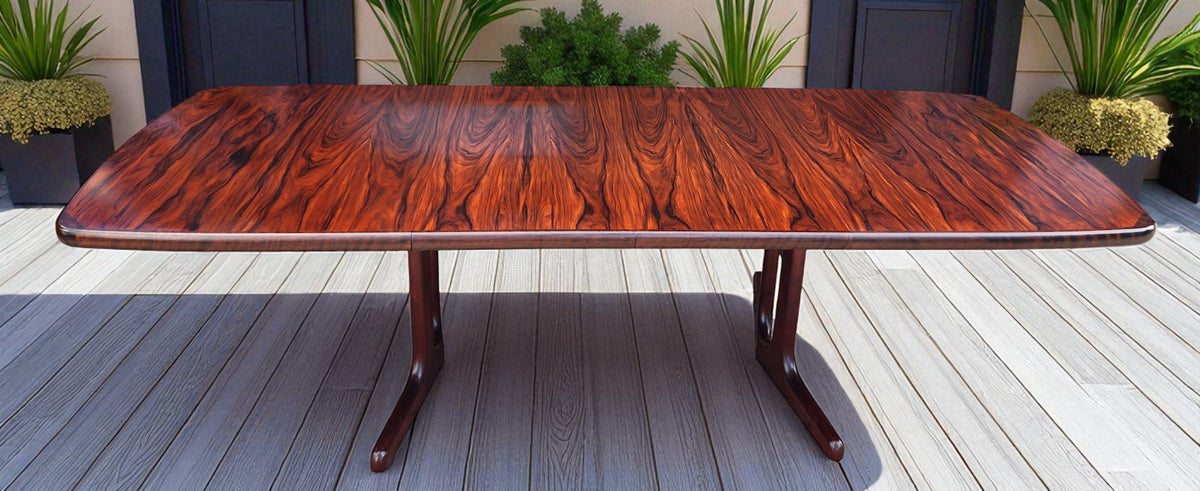 Danish Mid Century Modern Rosewood Table Self storing, 65