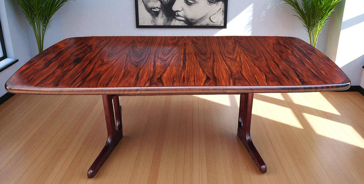 Danish Mid Century Modern Rosewood Table Self storing, 65