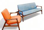 Will be REFINISHED REUPHOLSTERED Danish MCM Teak Sofa & Lounge Chair by Arne Hovmand-Olsen 5