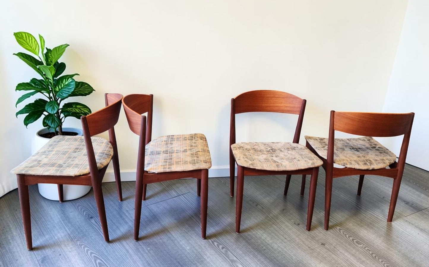 4 REFINISHED Danish Mid Century Modern Teak Chairs by Jydsk