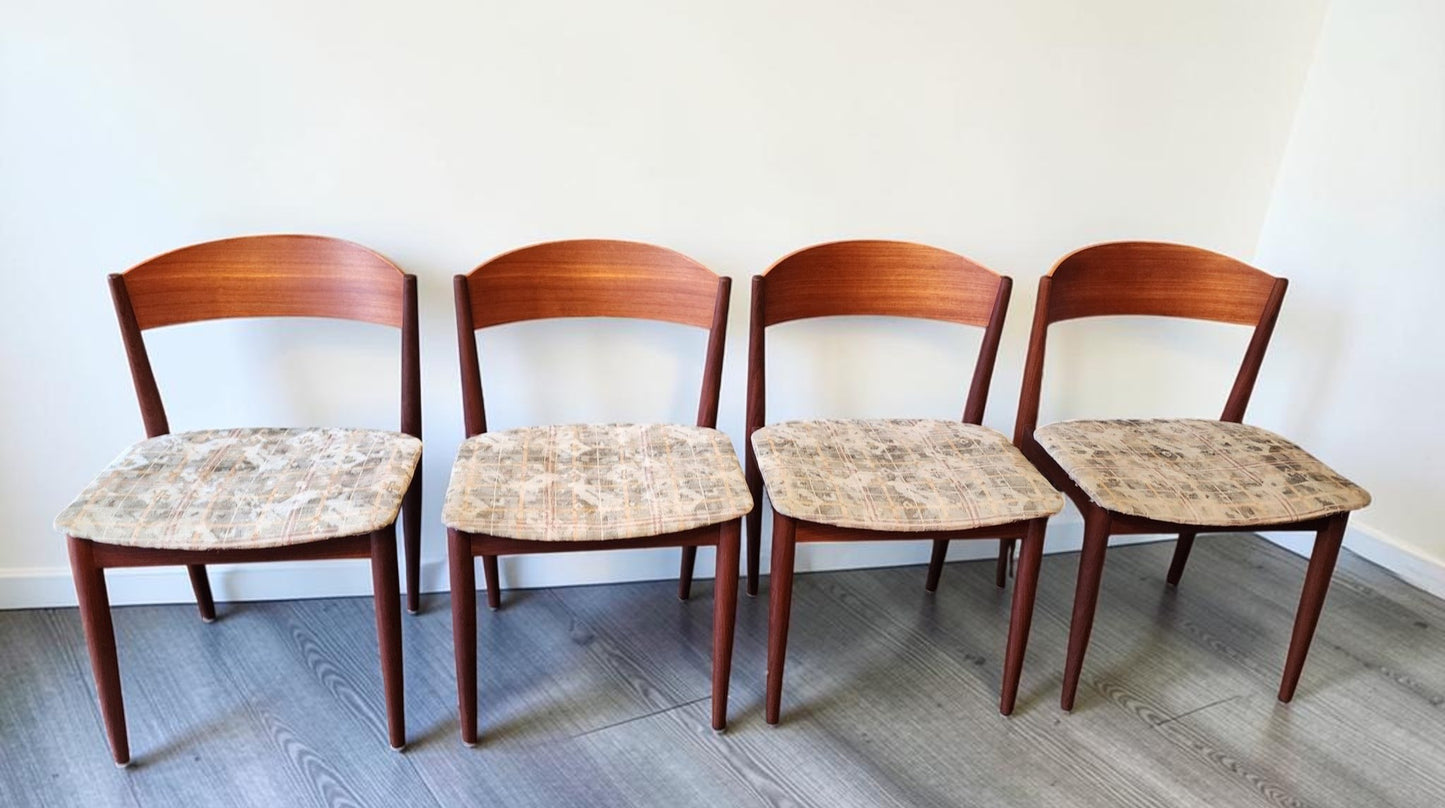 4 REFINISHED Danish Mid Century Modern Teak Chairs by Jydsk