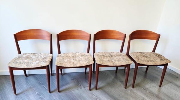 4 REFINISHED Danish Mid Century Modern Teak Chairs by Jydsk