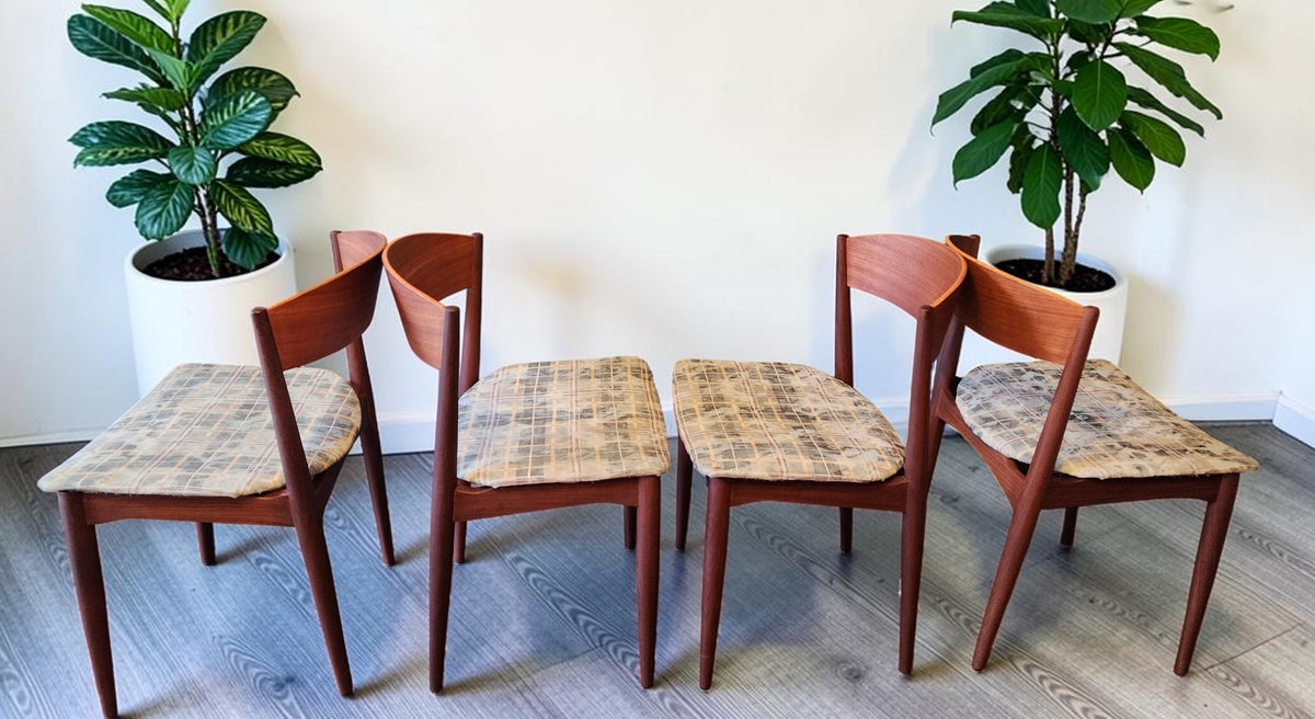 4 REFINISHED Danish Mid Century Modern Teak Chairs by Jydsk