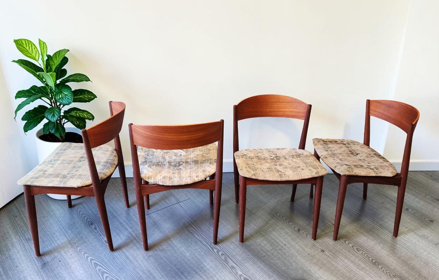 4 REFINISHED Danish Mid Century Modern Teak Chairs by Jydsk
