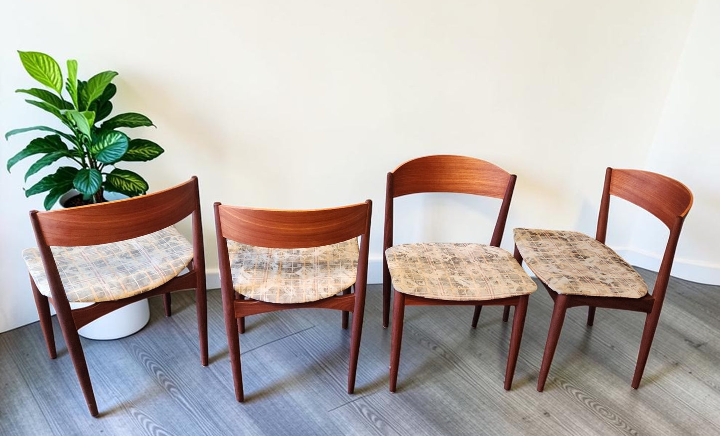4 REFINISHED Danish Mid Century Modern Teak Chairs by Jydsk