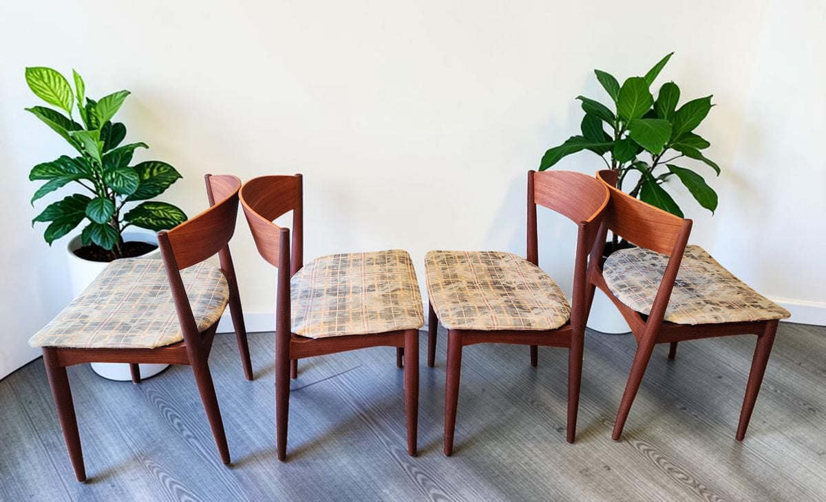 4 REFINISHED Danish Mid Century Modern Teak Chairs by Jydsk