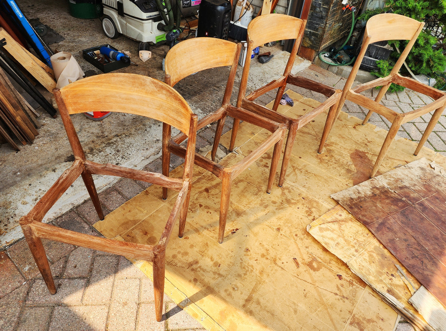 4 REFINISHED Danish Mid Century Modern Teak Chairs by Jydsk