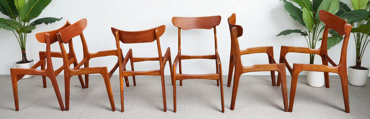 6 RESTORED REUPHOLSTERED Danish MCM Teak Chairs by Schønning & Elgaard