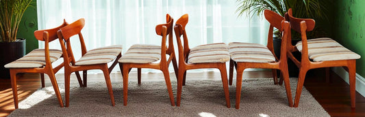6 RESTORED Danish MCM Teak Chairs by Schønning & Elgaard, will be REUPHOLSTERED