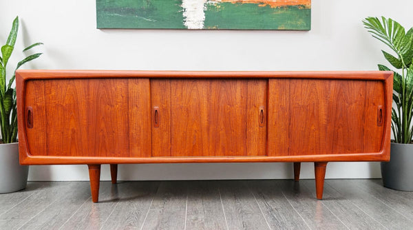 REFINISHED Danish Mid Century Modern Teak Credenza by H.P. Hansen, 86.5"