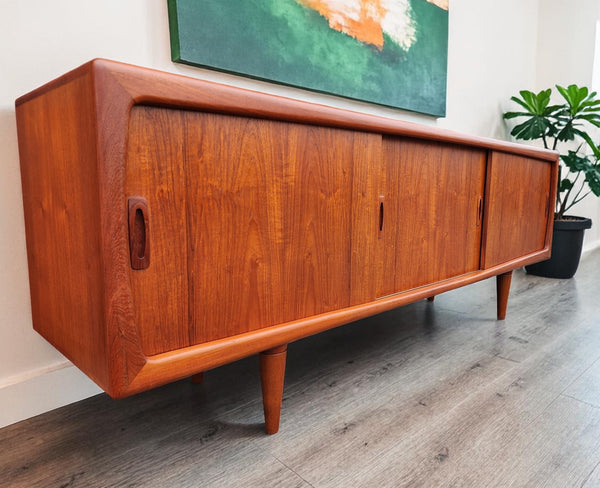 REFINISHED Danish Mid Century Modern Teak Credenza by H.P. Hansen, 86.5"