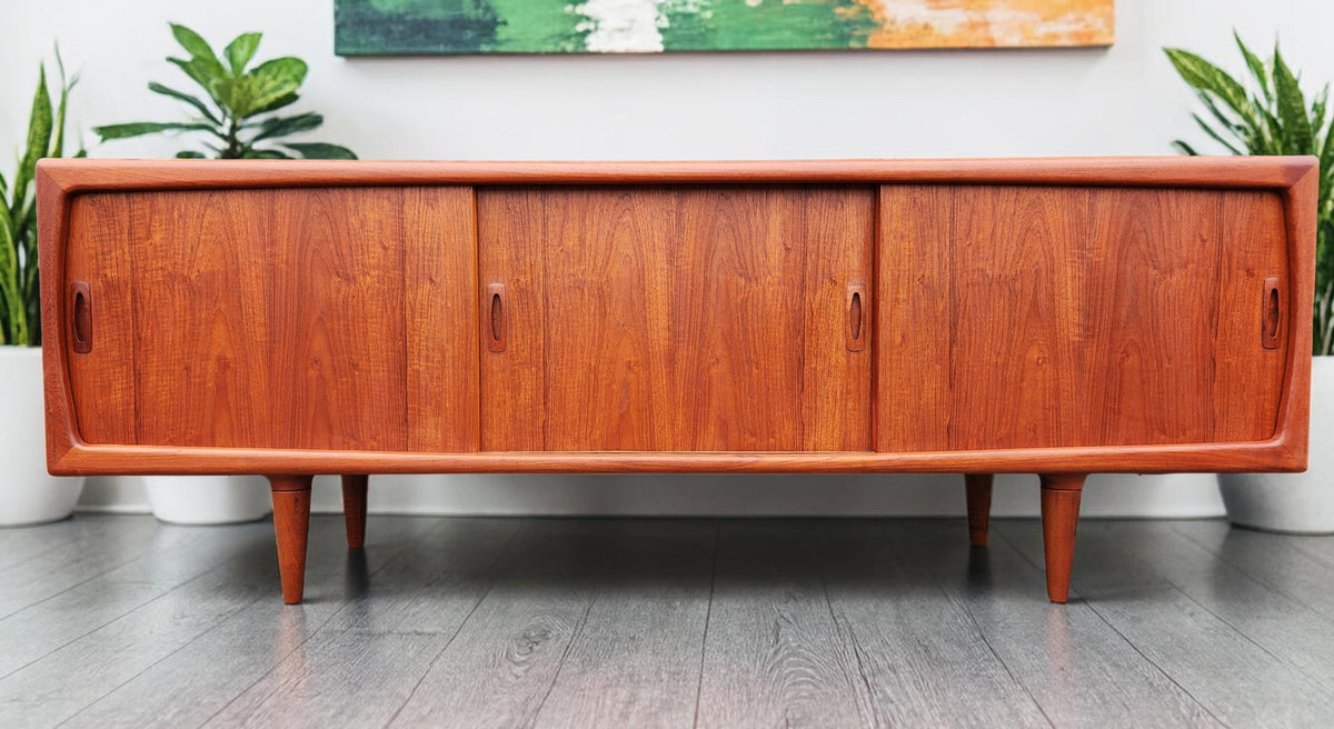 REFINISHED Danish Mid Century Modern Teak Credenza by H.P. Hansen, 86.5