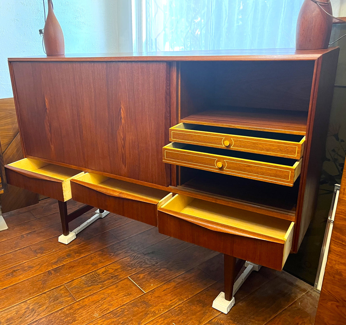 REFINISHED Danish Mid Century Modern Teak Highboard by EW Bach 65.5