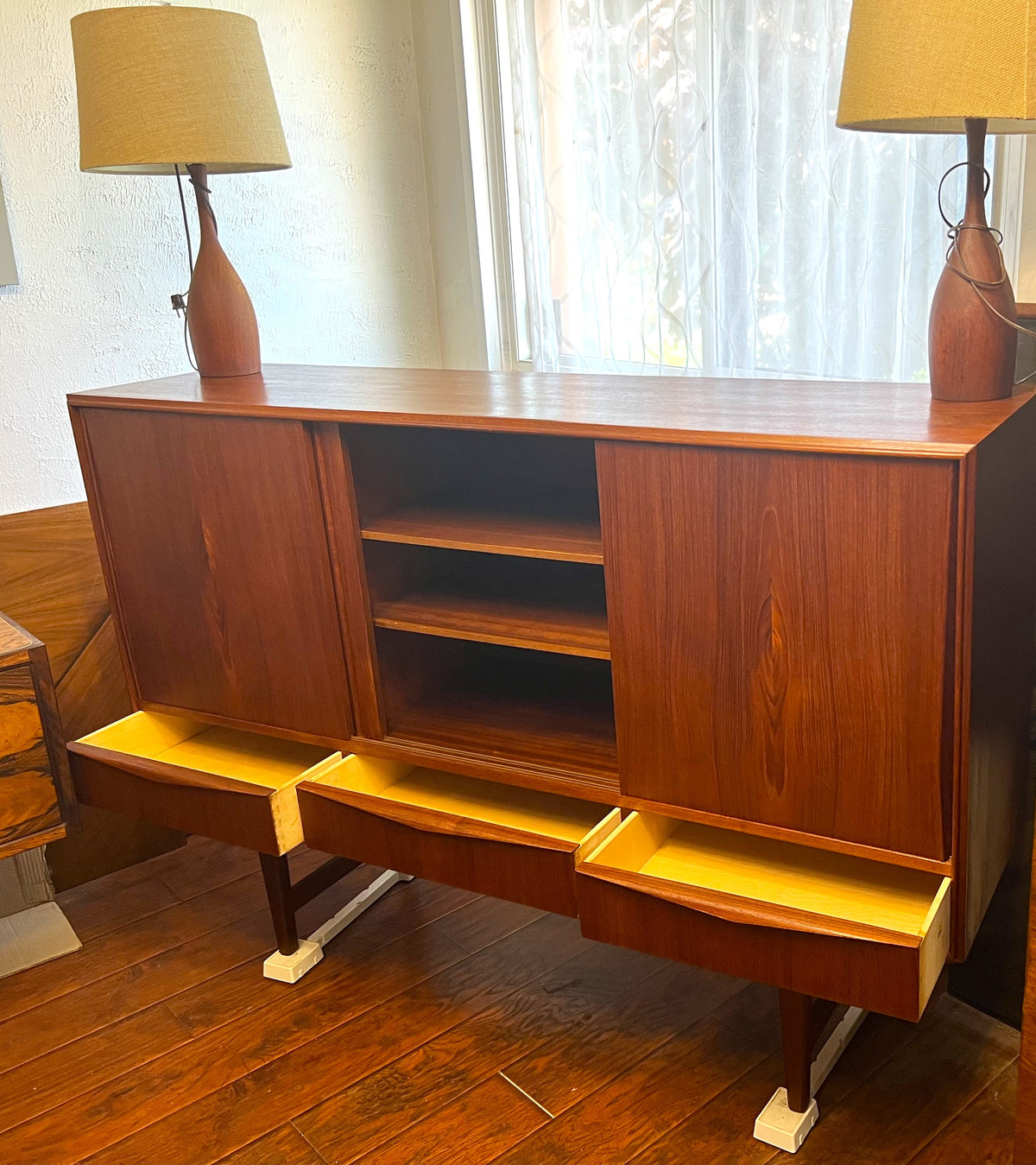 REFINISHED Danish Mid Century Modern Teak Highboard by EW Bach 65.5