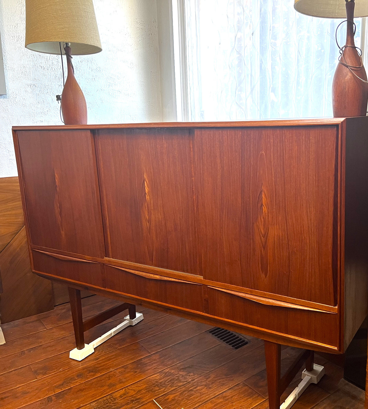 REFINISHED Danish Mid Century Modern Teak Highboard by EW Bach 65.5