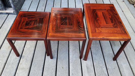RESTORED Danish Mid Century Modern Rosewood Nesting Tables, Set of 3, model 387