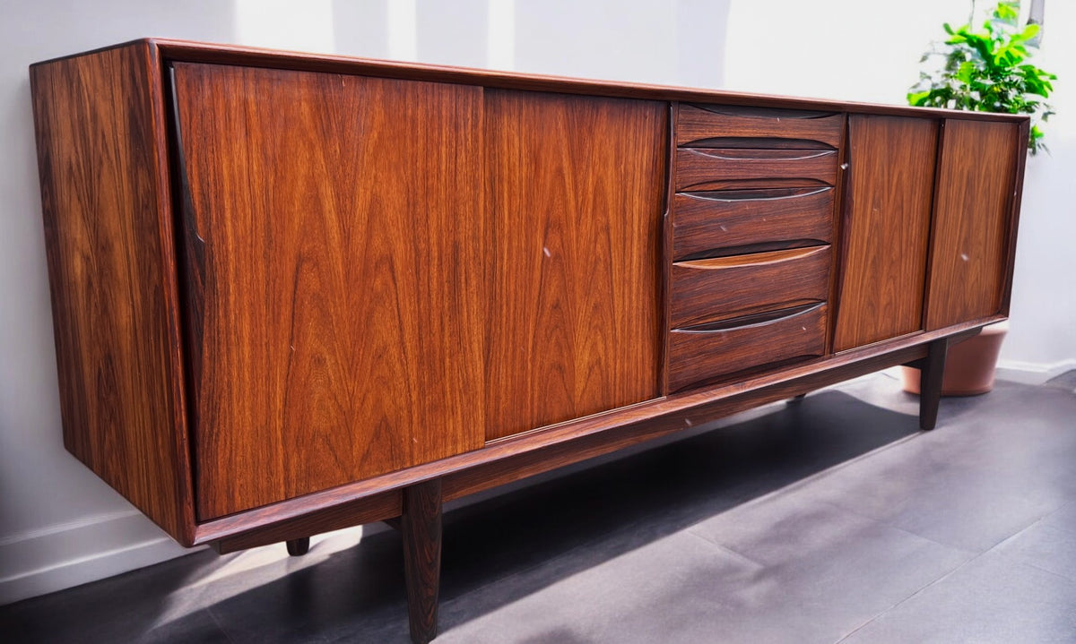 REFINISHED Danish Mid Century Modern Rosewood Sideboard by A.Vodder for Dyrlund 86.5