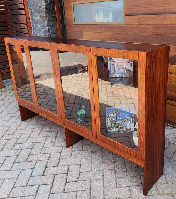 RESTORED Danish Mid Century Modern Rosewood Bookcase Display w Lighting