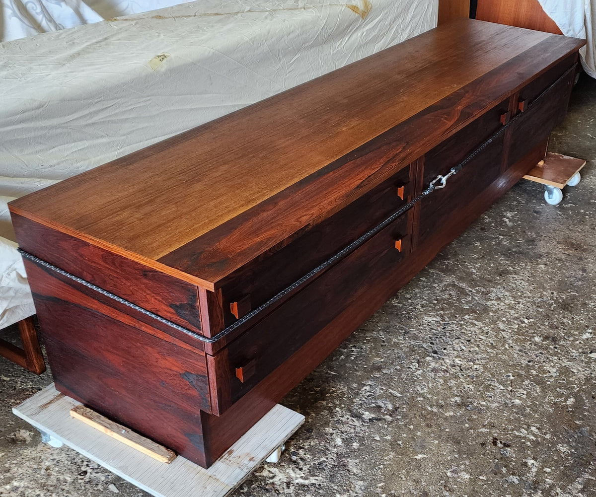 REFINISHED Danish Mid Century Modern Rosewood Console 87