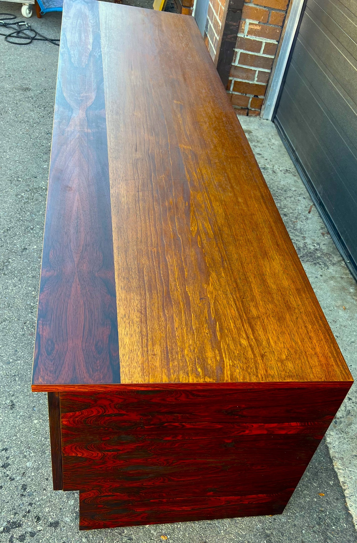 REFINISHED Danish Mid Century Modern Rosewood Console 87" wide & low