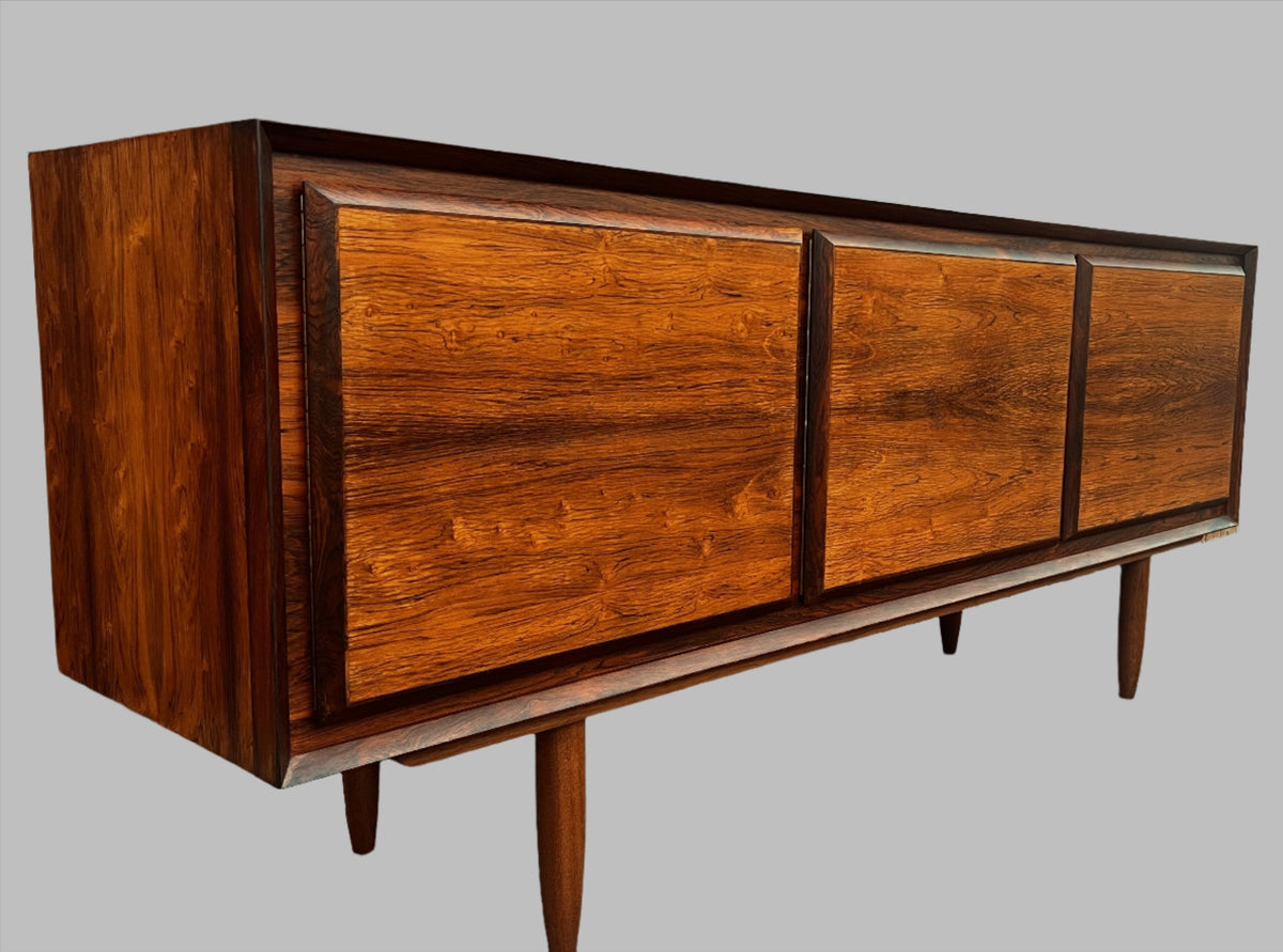 REFINISHED Danish Mid Century Modern Brazilian Rosewood Credenza 72