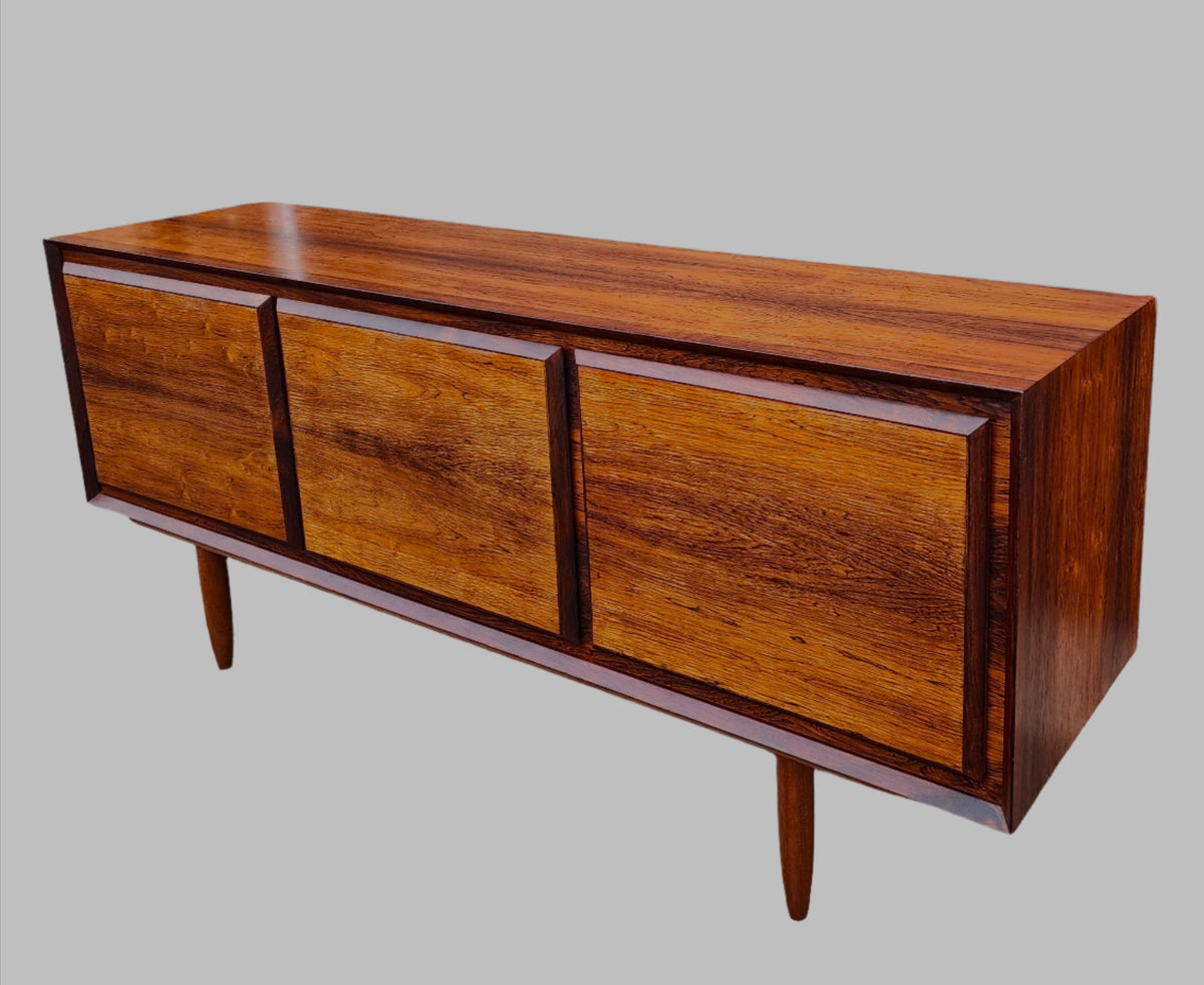 REFINISHED Danish Mid Century Modern Brazilian Rosewood Credenza 72