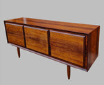 REFINISHED Danish Mid Century Modern Brazilian Rosewood Credenza 72