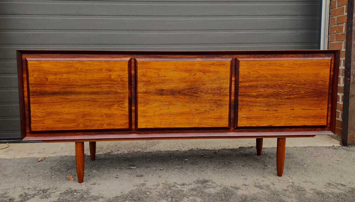 REFINISHED Danish Mid Century Modern Brazilian Rosewood Credenza 72