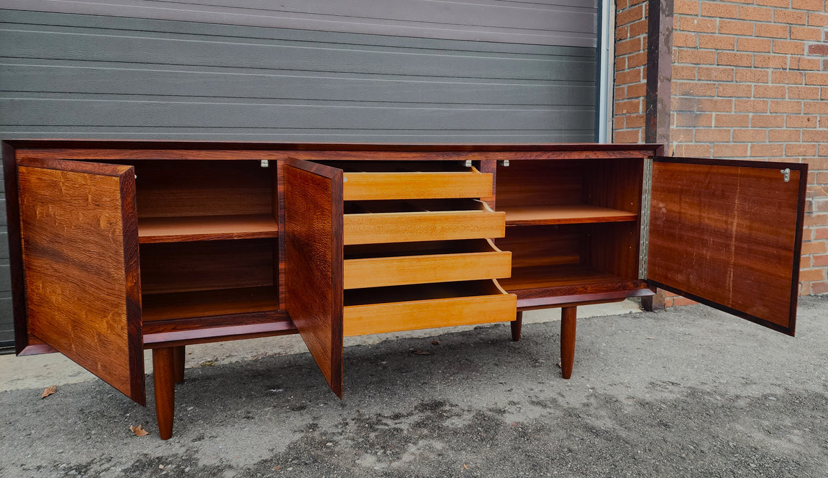 REFINISHED Danish Mid Century Modern Brazilian Rosewood Credenza 72