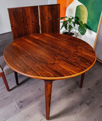 REFINISHED Danish MCM Rosewood Table Round w 2 Leaves by J.Andersen, 47