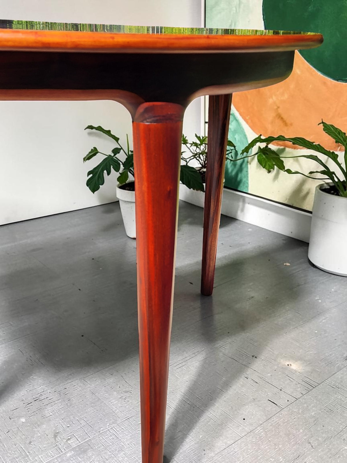 REFINISHED Danish MCM Rosewood Table Round w 2 Leaves by J.Andersen, 47