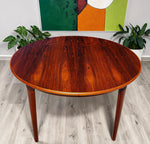 REFINISHED Danish MCM Rosewood Table Round w 2 Leaves by J.Andersen, 47