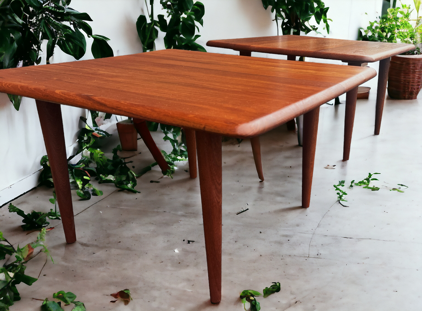 REFINISHED Mid Century Modern Solid Teak Accent Table (2 available)