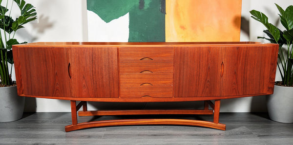 REFINISHED Danish MCM Teak Sideboard HB20 by J. Andersen for Hans Beech  94.5"